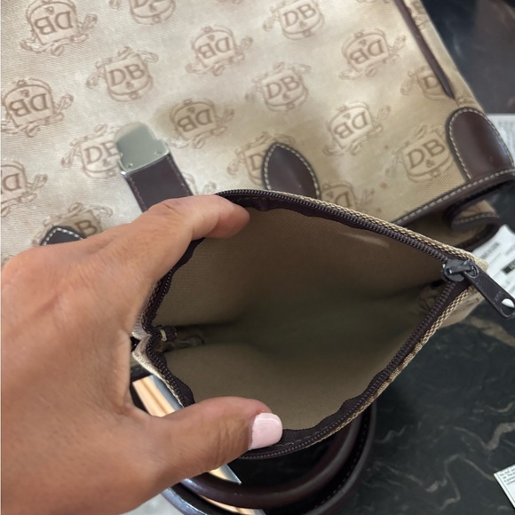 Dooney & Bourke Beige and Dark Brown Logo Tote